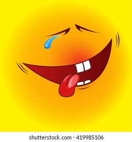Cheerful face laughing to tears with a big smile