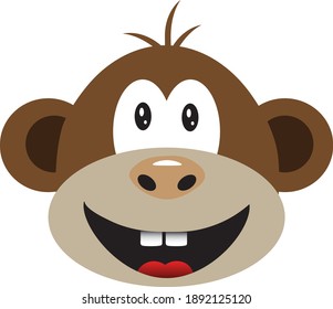 Cheerful face of a monkey. Vector image.