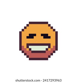 Expresión facial alegre, icono de arte de píxeles faciales sonrientes. Caricatura. Estilo plano. estilo de 8 bits. Ilustración vectorial abstracta aislada.