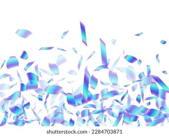 Alegre caída de fondo vectorial de decoración de confeti. Decoración de fiesta de las partículas de holograma azul. Cachorros de caca volando confetti. Ilustración de decoración de evento de premios. Diseño de Año Nuevo.