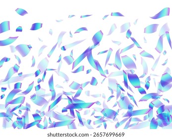Fundo vetor de decoração de confetes caindo alegre. Decoração de ano novo de partículas de holograma azul. Confecto de festa de poppers cracker. Ilustração da decoração do evento do prêmio. Bom humor.