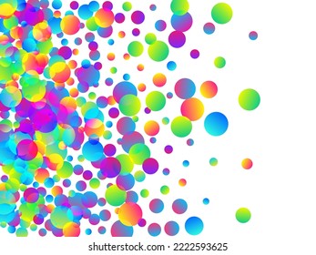 Cheerful falling confetti scatter vector background. Rainbow round particles new year vector. Surprise burst flying confetti. Prize event decor illustration. Fun greeting.