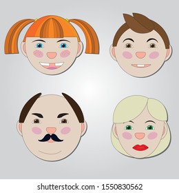 Cheerful family of four people mom dad boy and girl