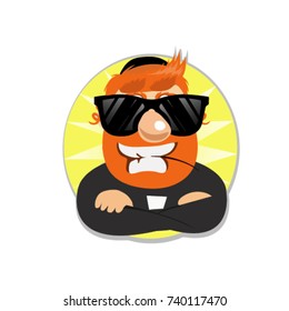 cheerful fat man with a red beard. cheerful rabbi.