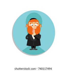 cheerful fat man with a red beard. cheerful rabbi.