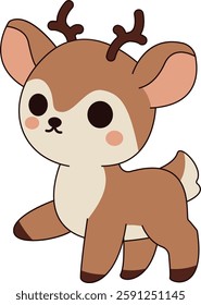  Cheerful Fawn Walking Forward Illustration