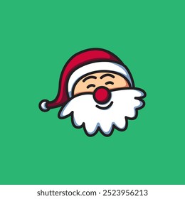 A cheerful and festive vector logo featuring the iconic face of Santa Claus, designed with simplicity and charm. This logo is perfect for holiday-themed businesses, Christmas marketing, and branding