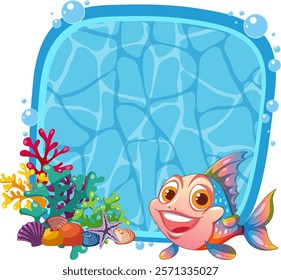 Cheerful fish swimming near vibrant coral reef