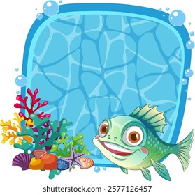 Cheerful fish swimming near vibrant coral reef