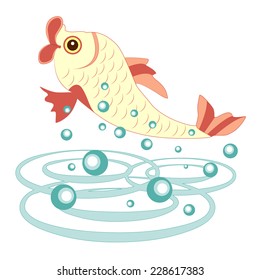 Cheerful fish. white background