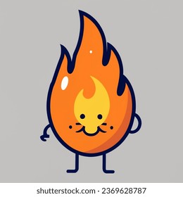 Cheerful Flame. Vibrant vector illustration of a smiling flame, radiating warmth and happiness. Perfect for adding joy to your projects