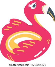 Cheerful flamingo float summer vacation illustration