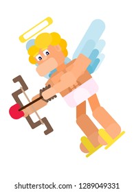 cheerful flat cupid flies with arrows and bow vector