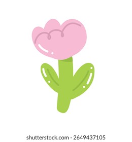 Alegre Vector floral con tulipán rosa en plena floración. Los Elementos decorativos y los colores pastel suaves crean un sentimiento de temporada romántico y fresco.