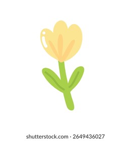 Alegre Vector floral con tulipán amarillo en plena floración. Los Elementos decorativos y los colores pastel suaves crean un sentimiento de temporada romántico y fresco.