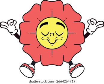 Alegre carácter de la flor que medita la Ilustración vectorial