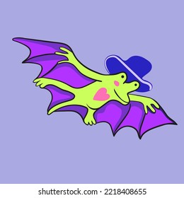 cheerful flying bat stylized in vector