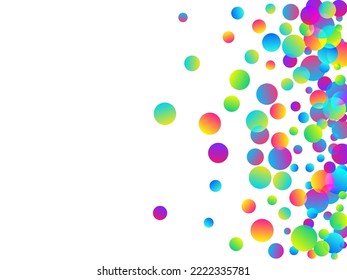 Cheerful flying confetti scatter vector background. Rainbow round particles fiesta decor. Cracker poppers party confetti. Prize event decoration illustration. Casino win.
