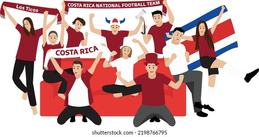 Cheerful Football Fans From Costa Rica 