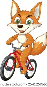 Cheerful fox enjoying a ride on a bicycle