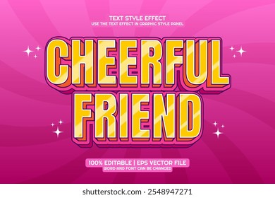 Cheerful Friend Cartoon Text Effect Editable Bold 3D Style