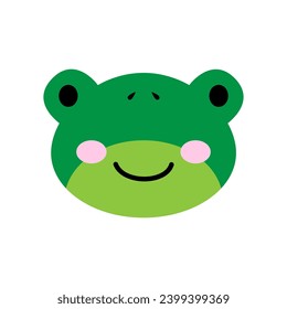 Cheerful Frog Face. Colorful funny animal faces vector illustration