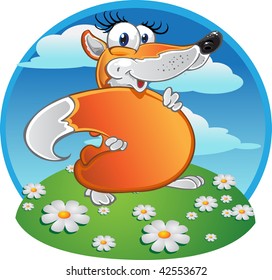 Cheerful fun Fox on the background