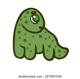 Cheerful funny dinosaur. Dino illustration. Cartoon sketch style. Hand outline drawing of animal. vector