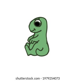 Cheerful funny dinosaur. Dino illustration. Cartoon sketch style. Hand outline drawing of animal. vector