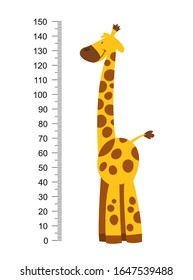 Cheerful funny giraffe with long neck. Height