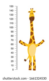 Cheerful funny giraffe with long neck. Height