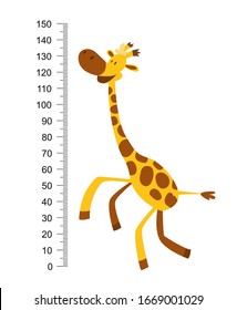 Cheerful funny giraffe with long neck. Height
