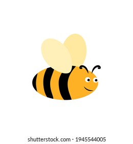 Alegre divertido icono aislado de abeja ilustración de insecto doodle amarillo y negro colorido simple personaje de avispa 
