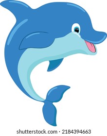 Cheerful Funny Smiling Blue Dolphin Stock Vector (Royalty Free ...