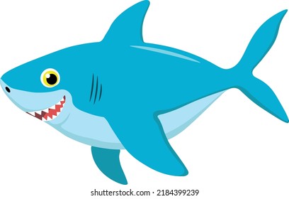 Cheerful funny smiling blue shark