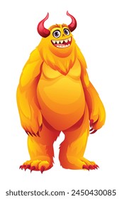Cheerful furry monster character. Vector cartoon illustration