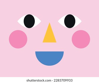 Cheerful geometric face design. Vector illustration.