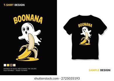 Un fantasma alegre sosteniendo alegremente un plátano, perfecto para diseños espeluznantes pero divertidos.