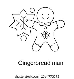 A cheerful Gingerbread Man icon with a smiling face, icing details, and a festive design, symbolizing holiday joy and sweet treats.