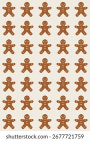 Fröhliche Lebkuchen Mann nahtlose Muster-Design. Vektorgrafik.