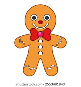 A cheerful gingerbread man with a smiling face in vector format Perfect for festive designs, holiday branding, or Christmas projects Clean, cute, and versatile illustration