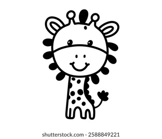 Cheerful Giraffe Illustration with a Smiling Face for a Playful and Wild Safari Nursery Theme Vector illustration