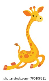 Cheerful giraffe isolated on white background. Vector illustration.