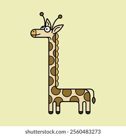 Cheerful giraffe is shaped like the letter L. Perfect for preschool learning, children's books, educational materials, creative design projects, nursery decor, and unique animal art lovers.