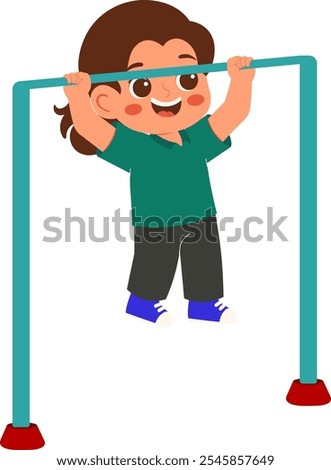 Cheerful Girl Doing Pull-Ups Illustration