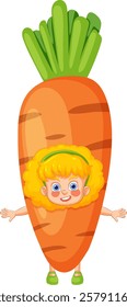 Cheerful girl dressed as a giant carrot