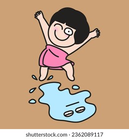 Cheerful Girl Feels So Relaxed After A Shower Or Bath Concept Card Character illustration