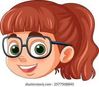 Cheerful girl with glasses and red hair