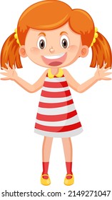 Cheerful girl with greeting gesture illustration