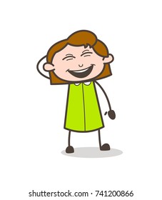 Cheerful Girl Laughing Loudly Vector